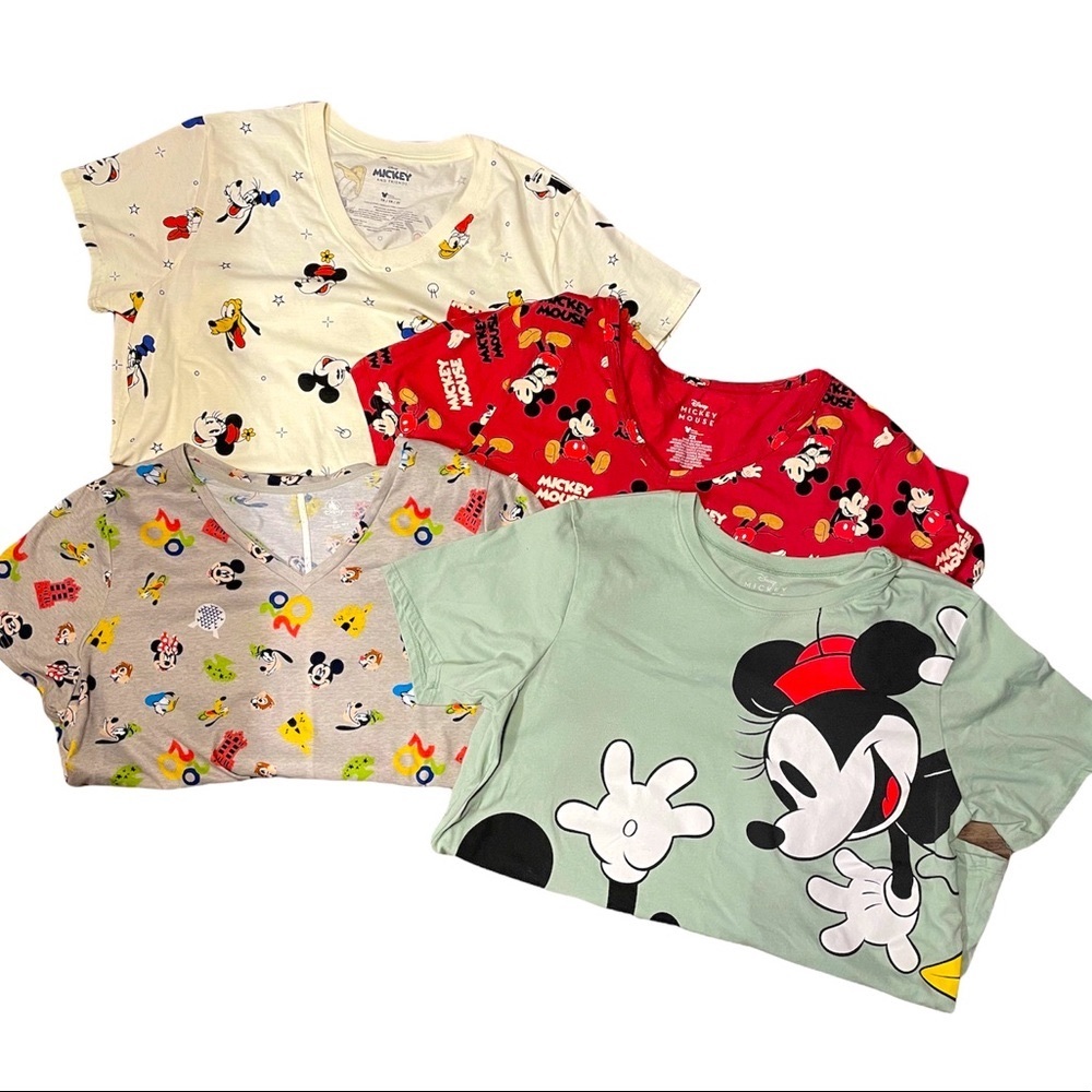 🌸 Disney Mickey Mouse Bundle Shirts Plus Size 4 Piece - Picture 1 of 5